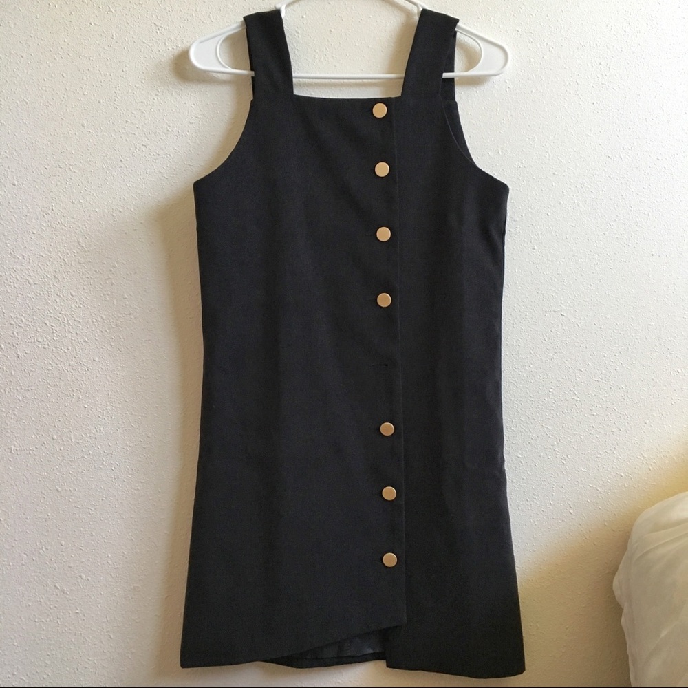 Black Mini Dress with Gold Buttons